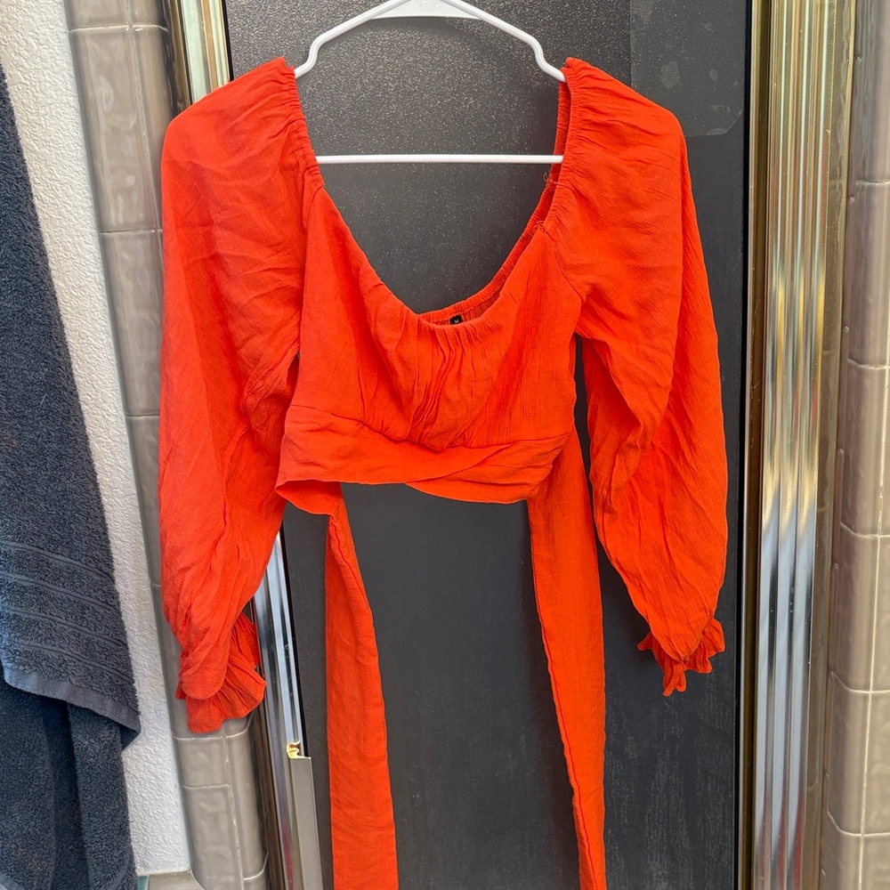 Women's Red Long Sleeve Top